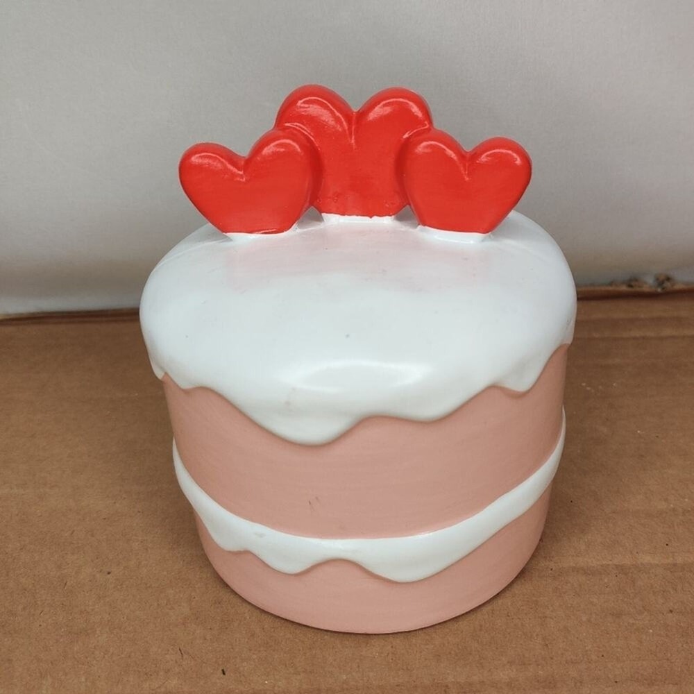 Pastel Pink Frosted Hearts Layered Mini Cake Tiered Tray Valentine's Day Decor
